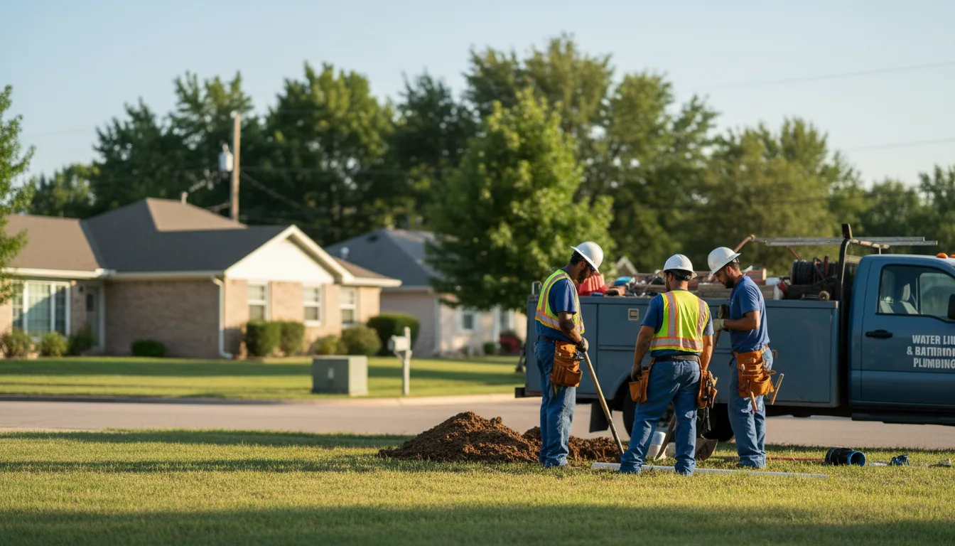 Residential water line and bathroom plumbing service in Whitesboro, OK